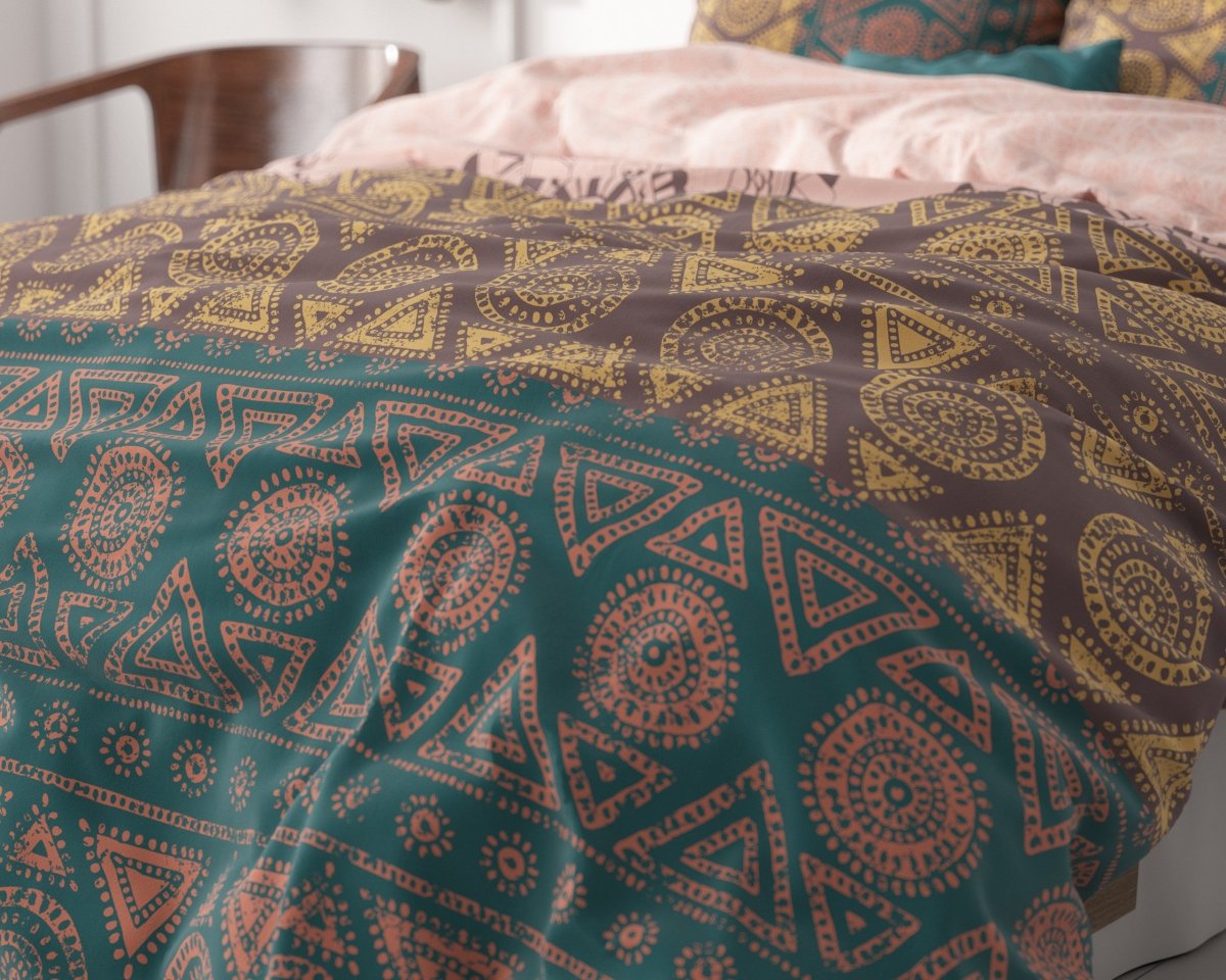 Microfibre Duvet Cover Set Bohemian | Multi | King Long - 240cm (W) x 220cm (L) - The Bedding & Blankets Store