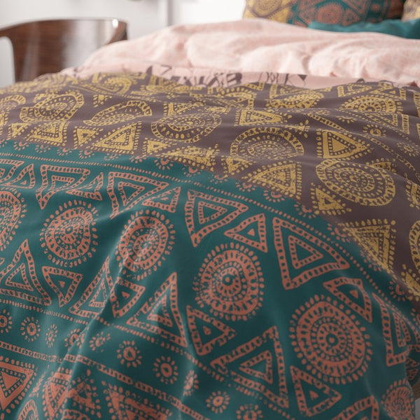 Microfibre Duvet Cover Set Bohemian | Multi | King Long - 240cm (W) x 220cm (L) - The Bedding & Blankets Store
