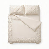 Microfibre Duvet Cover Set Border Pintuck | Beige | King Long - 240cm (W) x 220cm (L) - The Bedding & Blankets Store