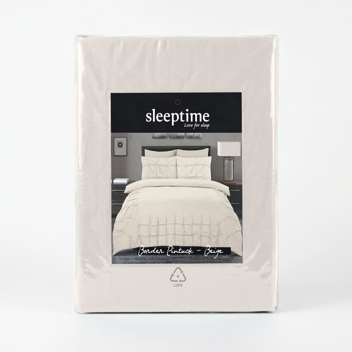 Microfibre Duvet Cover Set Border Pintuck | Beige | King Long - 240cm (W) x 220cm (L) - The Bedding & Blankets Store