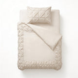 Microfibre Duvet Cover Set Border Pintuck | Beige | King Long - 240cm (W) x 220cm (L) - The Bedding & Blankets Store