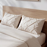 Microfibre Duvet Cover Set Border Pintuck | Beige | King Long - 240cm (W) x 220cm (L) - The Bedding & Blankets Store