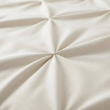 Microfibre Duvet Cover Set Border Pintuck | Beige | King Long - 240cm (W) x 220cm (L) - The Bedding & Blankets Store