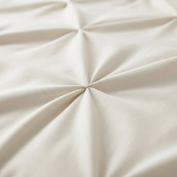 Microfibre Duvet Cover Set Border Pintuck | Beige | King Long - 240cm (W) x 220cm (L) - The Bedding & Blankets Store