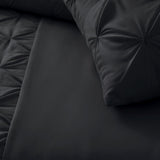 Microfibre Duvet Cover Set Border Pintuck | Black | King Long - 240cm (W) x 220cm (L) - The Bedding & Blankets Store