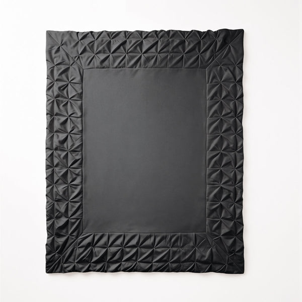 Microfibre Duvet Cover Set Border Pintuck | Black | King Long - 240cm (W) x 220cm (L) - The Bedding & Blankets Store