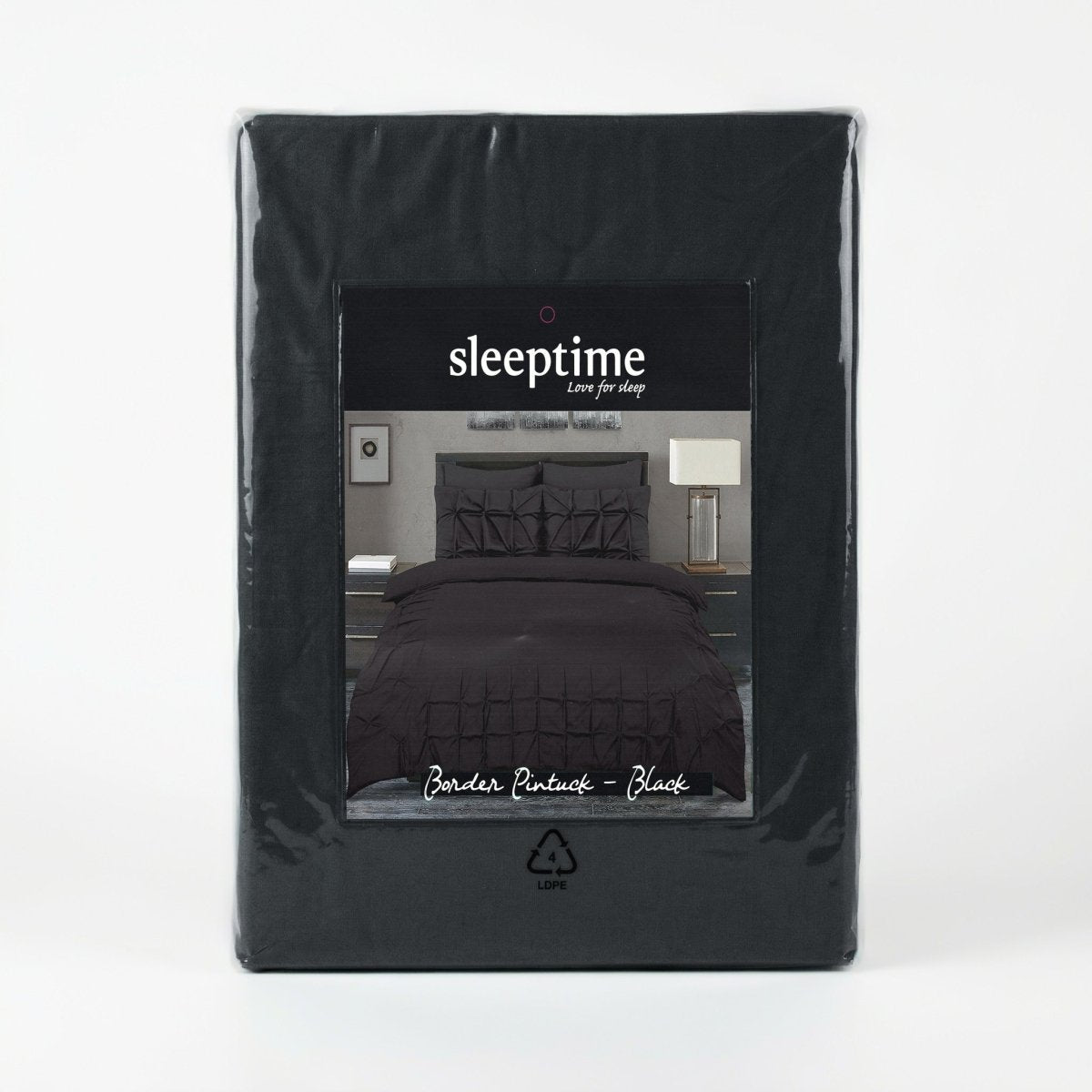 Microfibre Duvet Cover Set Border Pintuck | Black | King Long - 240cm (W) x 220cm (L) - The Bedding & Blankets Store