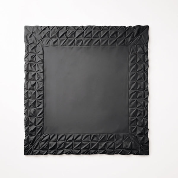 Microfibre Duvet Cover Set Border Pintuck | Black | King Long - 240cm (W) x 220cm (L) - The Bedding & Blankets Store