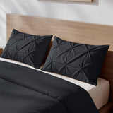 Microfibre Duvet Cover Set Border Pintuck | Black | King Long - 240cm (W) x 220cm (L) - The Bedding & Blankets Store