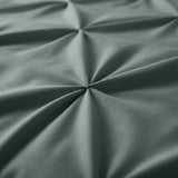 Microfibre Duvet Cover Set Border Pintuck | Green | King Long - 240cm (W) x 220cm (L) - The Bedding & Blankets Store