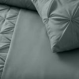 Microfibre Duvet Cover Set Border Pintuck | Green | King Long - 240cm (W) x 220cm (L) - The Bedding & Blankets Store
