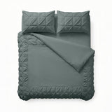 Microfibre Duvet Cover Set Border Pintuck | Green | King Long - 240cm (W) x 220cm (L) - The Bedding & Blankets Store