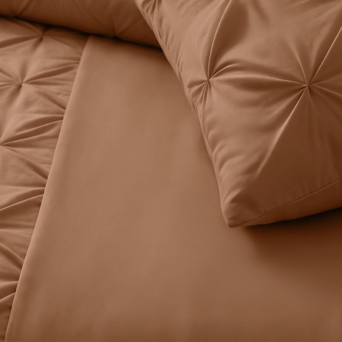 Microfibre Duvet Cover Set Border Pintuck | Mocha Moose | King Long - 240cm (W) x 220cm (L) - The Bedding & Blankets Store