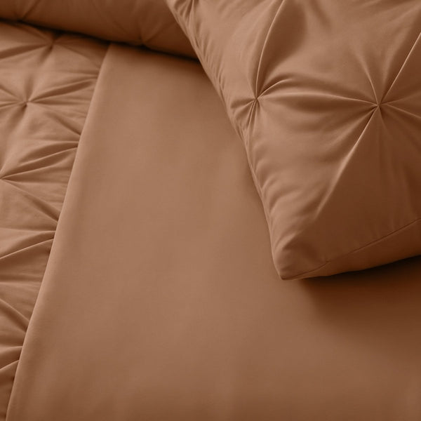 Microfibre Duvet Cover Set Border Pintuck | Mocha Moose | King Long - 240cm (W) x 220cm (L) - The Bedding & Blankets Store