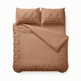 Microfibre Duvet Cover Set Border Pintuck | Mocha Moose | King Long - 240cm (W) x 220cm (L) - The Bedding & Blankets Store