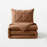 Microfibre Duvet Cover Set Border Pintuck | Mocha Moose | King Long - 240cm (W) x 220cm (L) - The Bedding & Blankets Store