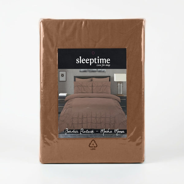 Microfibre Duvet Cover Set Border Pintuck | Mocha Moose | King Long - 240cm (W) x 220cm (L) - The Bedding & Blankets Store