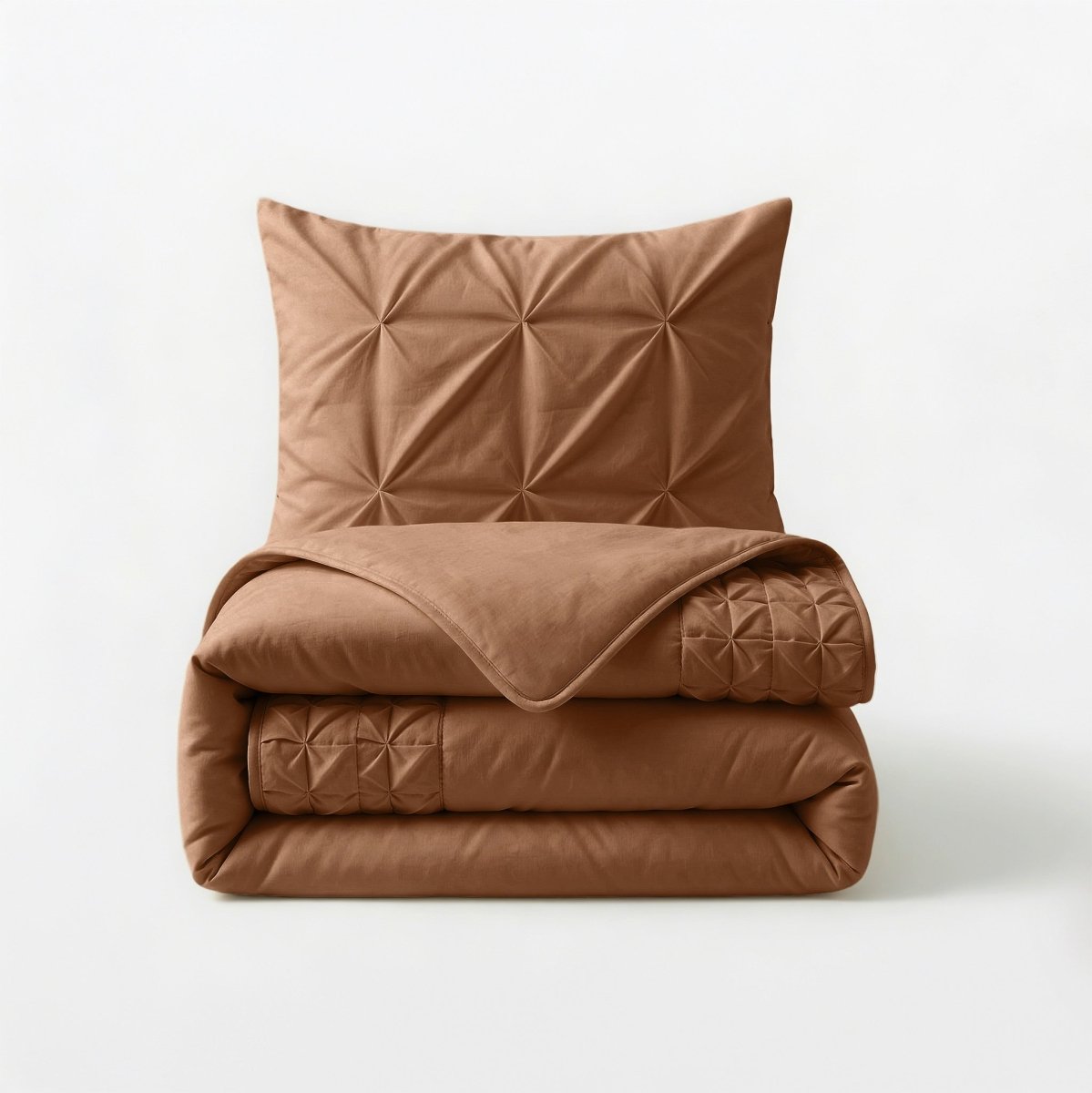 Microfibre Duvet Cover Set Border Pintuck | Mocha Moose | King Long - 240cm (W) x 220cm (L) - The Bedding & Blankets Store