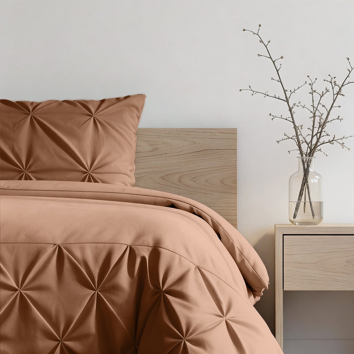 Microfibre Duvet Cover Set Border Pintuck | Mocha Moose | King Long - 240cm (W) x 220cm (L) - The Bedding & Blankets Store