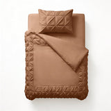 Microfibre Duvet Cover Set Border Pintuck | Mocha Moose | King Long - 240cm (W) x 220cm (L) - The Bedding & Blankets Store