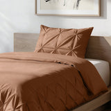 Microfibre Duvet Cover Set Border Pintuck | Mocha Moose | King Long - 240cm (W) x 220cm (L) - The Bedding & Blankets Store