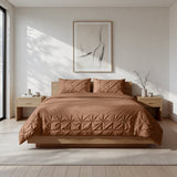 Microfibre Duvet Cover Set Border Pintuck | Mocha Moose | King Long - 240cm (W) x 220cm (L) - The Bedding & Blankets Store