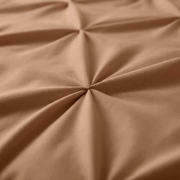 Microfibre Duvet Cover Set Border Pintuck | Mocha Moose | King Long - 240cm (W) x 220cm (L) - The Bedding & Blankets Store