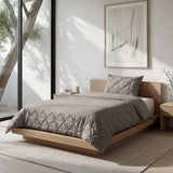 Microfibre Duvet Cover Set Border Pintuck | Taupe/Grey | King Long - 240cm (W) x 220cm (L) - The Bedding & Blankets Store