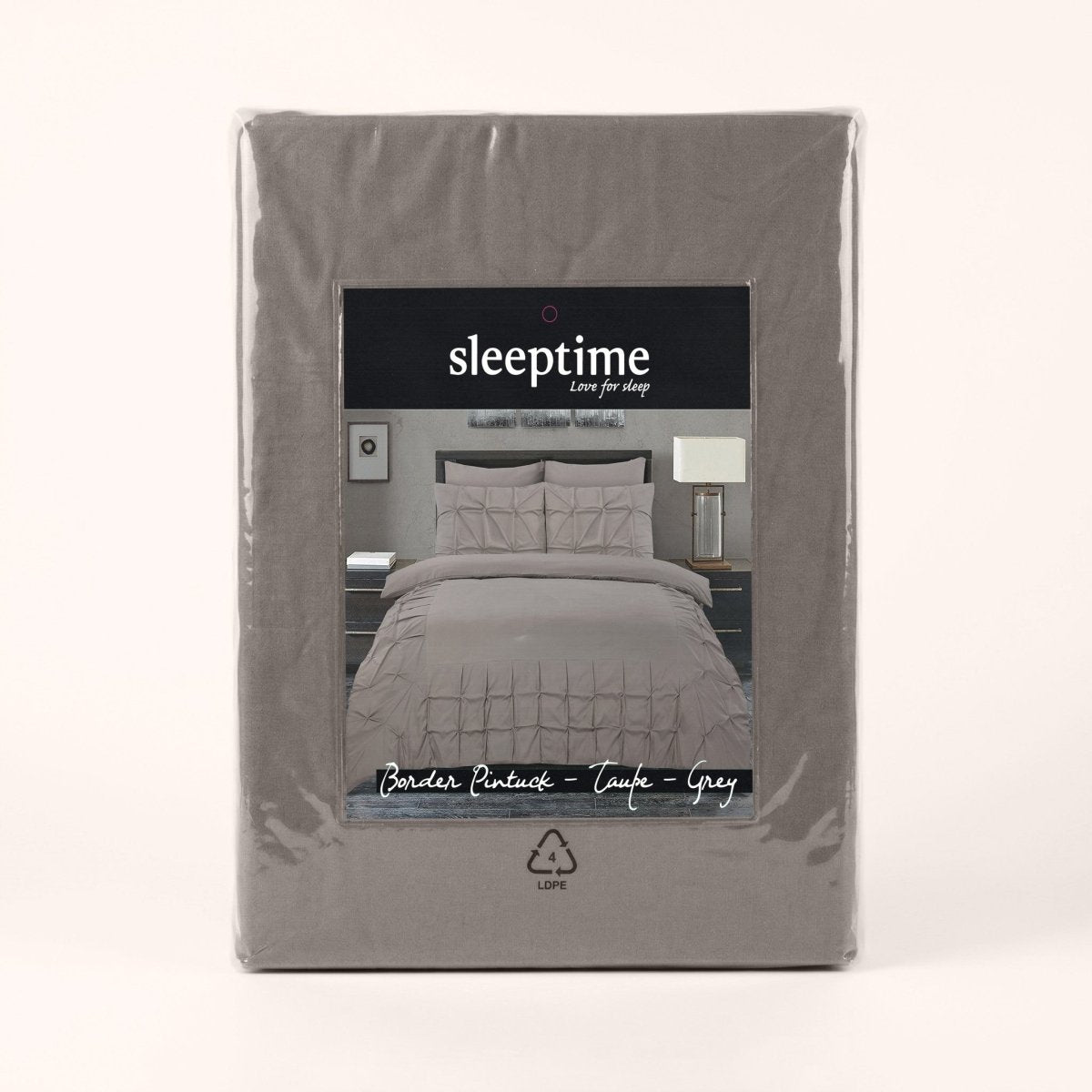 Microfibre Duvet Cover Set Border Pintuck | Taupe/Grey | King Long - 240cm (W) x 220cm (L) - The Bedding & Blankets Store