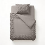 Microfibre Duvet Cover Set Border Pintuck | Taupe/Grey | King Long - 240cm (W) x 220cm (L) - The Bedding & Blankets Store