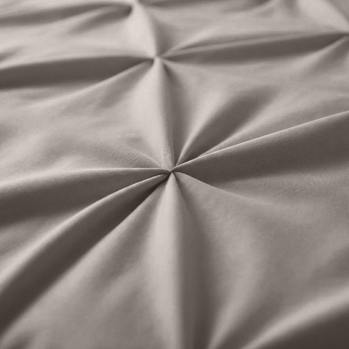 Microfibre Duvet Cover Set Border Pintuck | Taupe/Grey | King Long - 240cm (W) x 220cm (L) - The Bedding & Blankets Store