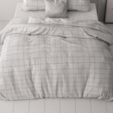 Microfibre Duvet Cover Set Check It | Grey | Double - 200cm (W) x 220cm (L) - The Bedding & Blankets Store