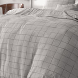 Microfibre Duvet Cover Set Check It | Grey | Double - 200cm (W) x 220cm (L) - The Bedding & Blankets Store