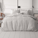Microfibre Duvet Cover Set Check It | Grey | Double - 200cm (W) x 220cm (L) - The Bedding & Blankets Store