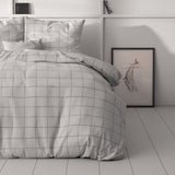 Microfibre Duvet Cover Set Check It | Grey | Double - 200cm (W) x 220cm (L) - The Bedding & Blankets Store