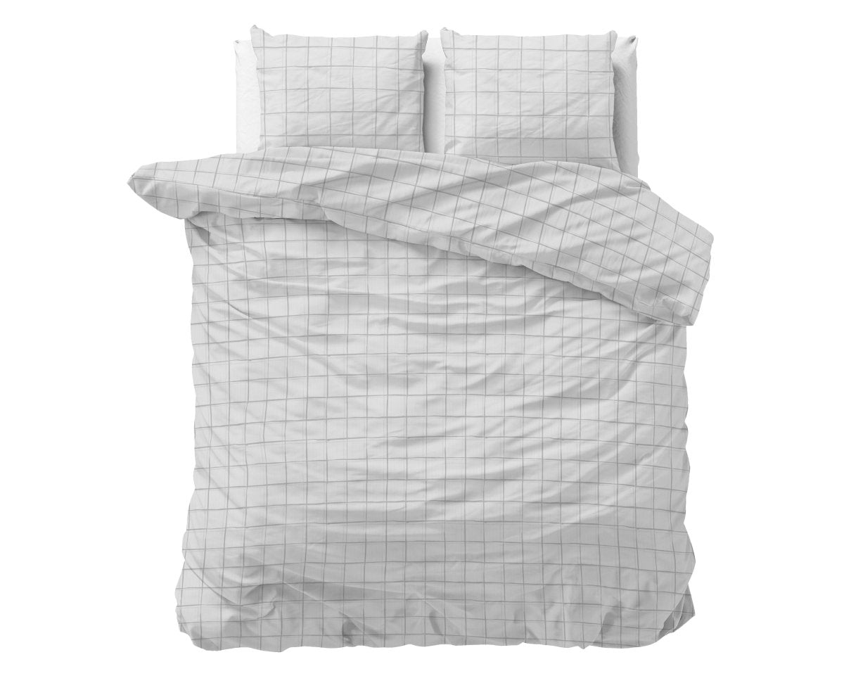 Microfibre Duvet Cover Set Check It | Grey | Double - 200cm (W) x 220cm (L) - The Bedding & Blankets Store