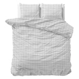 Microfibre Duvet Cover Set Check It | Grey | Double - 200cm (W) x 220cm (L) - The Bedding & Blankets Store