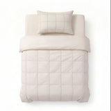 Microfibre Duvet Cover Set Check Pintuck | Beige | King Long - 240cm (W) x 220cm (L) - The Bedding & Blankets Store