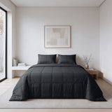 Microfibre Duvet Cover Set Check Pintuck | Black | King Long - 240cm (W) x 220cm (L) - The Bedding & Blankets Store