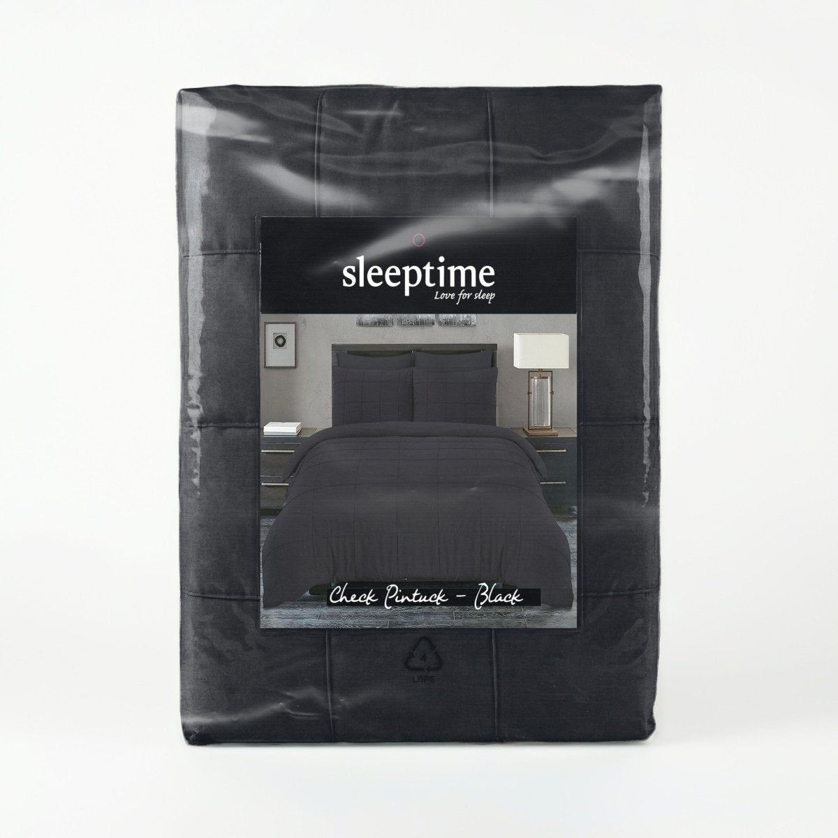 Microfibre Duvet Cover Set Check Pintuck | Black | King Long - 240cm (W) x 220cm (L) - The Bedding & Blankets Store