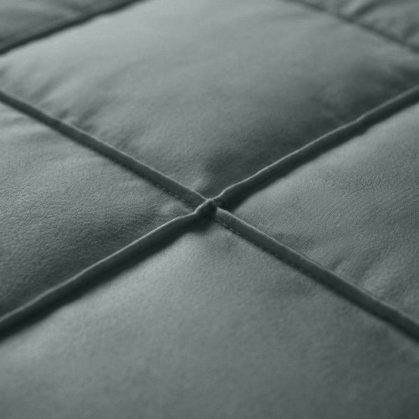 Microfibre Duvet Cover Set Check Pintuck | Green | King Long - 240cm (W) x 220cm (L) - The Bedding & Blankets Store