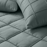 Microfibre Duvet Cover Set Check Pintuck | Green | King Long - 240cm (W) x 220cm (L) - The Bedding & Blankets Store