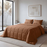 Microfibre Duvet Cover Set Check Pintuck | Mocha Moose | King Long - 240cm (W) x 220cm (L) - The Bedding & Blankets Store