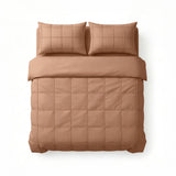 Microfibre Duvet Cover Set Check Pintuck | Mocha Moose | King Long - 240cm (W) x 220cm (L) - The Bedding & Blankets Store