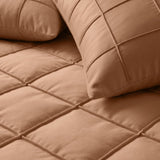 Microfibre Duvet Cover Set Check Pintuck | Mocha Moose | King Long - 240cm (W) x 220cm (L) - The Bedding & Blankets Store