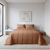 Microfibre Duvet Cover Set Check Pintuck | Mocha Moose | King Long - 240cm (W) x 220cm (L) - The Bedding & Blankets Store