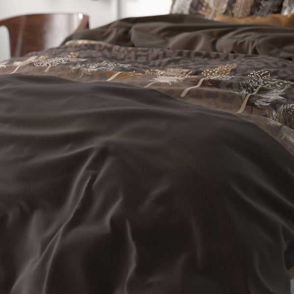 Microfibre Duvet Cover Set Chocolate Feathers | Brown | King Long - 240cm (W) x 220cm (L) - The Bedding & Blankets Store