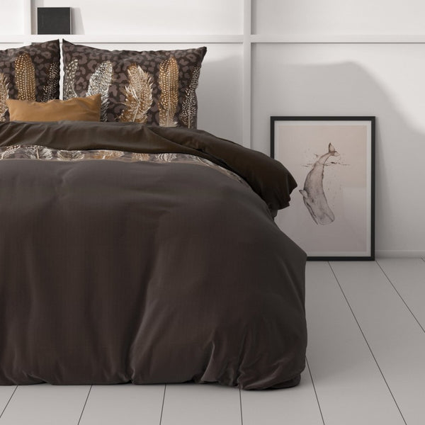 Microfibre Duvet Cover Set Chocolate Feathers | Brown | King Long - 240cm (W) x 220cm (L) - The Bedding & Blankets Store
