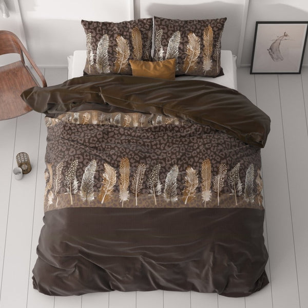 Microfibre Duvet Cover Set Chocolate Feathers | Brown | King Long - 240cm (W) x 220cm (L) - The Bedding & Blankets Store