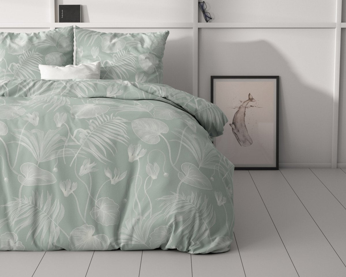 Microfibre Duvet Cover Set Delight | Green | Double - 200cm (W) x 220cm (L) - The Bedding & Blankets Store